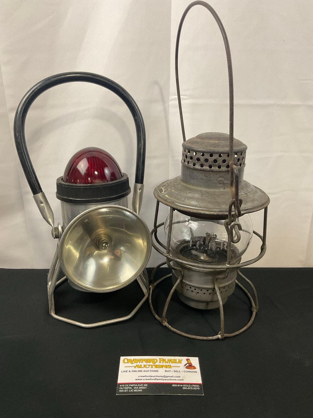 Pair of Railroad Lanterns Ecolite Cat no. 200 & Adlake Kero 2-43 marked ICRR