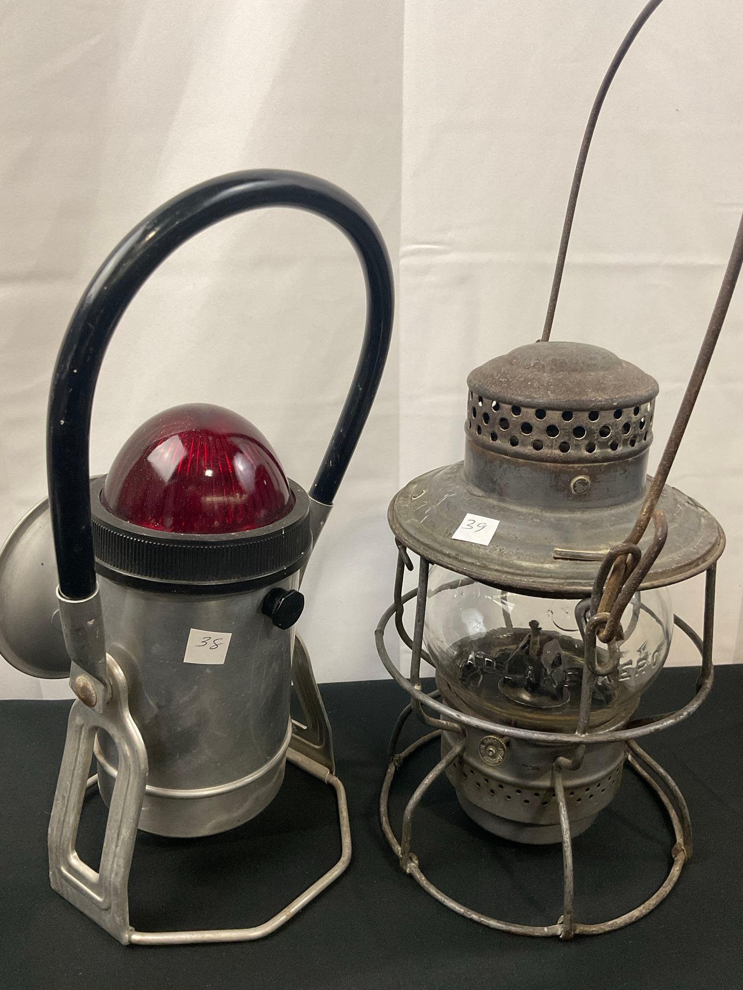 Pair of Railroad Lanterns Ecolite Cat no. 200 & Adlake Kero 2-43 marked ICRR