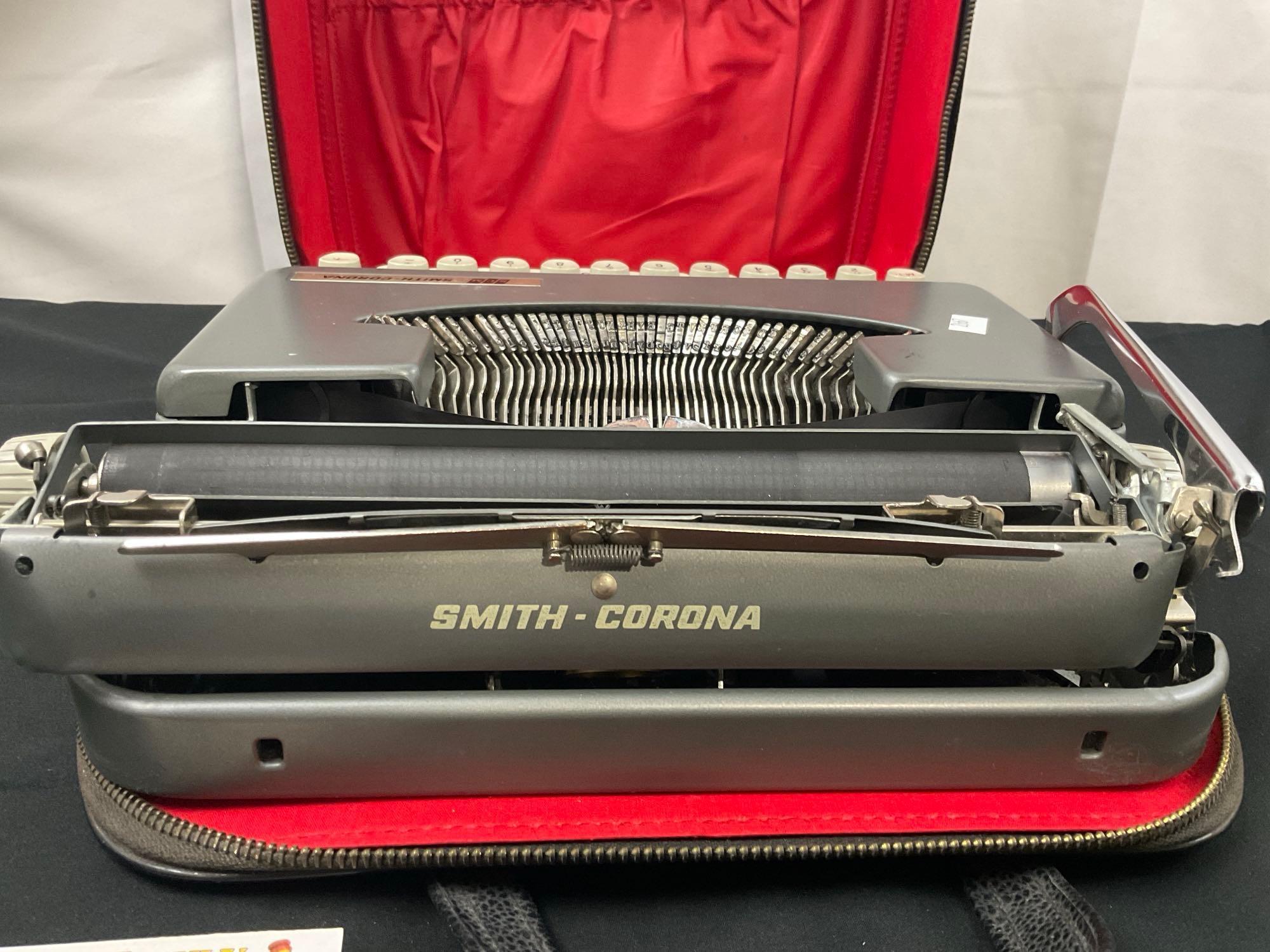 1950s Smith-Corona Skyriter Portable Typewriter w/ original case & manual