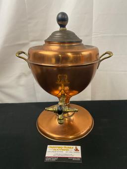 Antique Copper and Brass Samovar, roughly 12 cup capacity