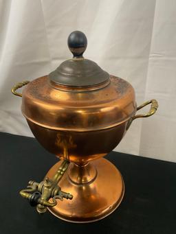 Antique Copper and Brass Samovar, roughly 12 cup capacity