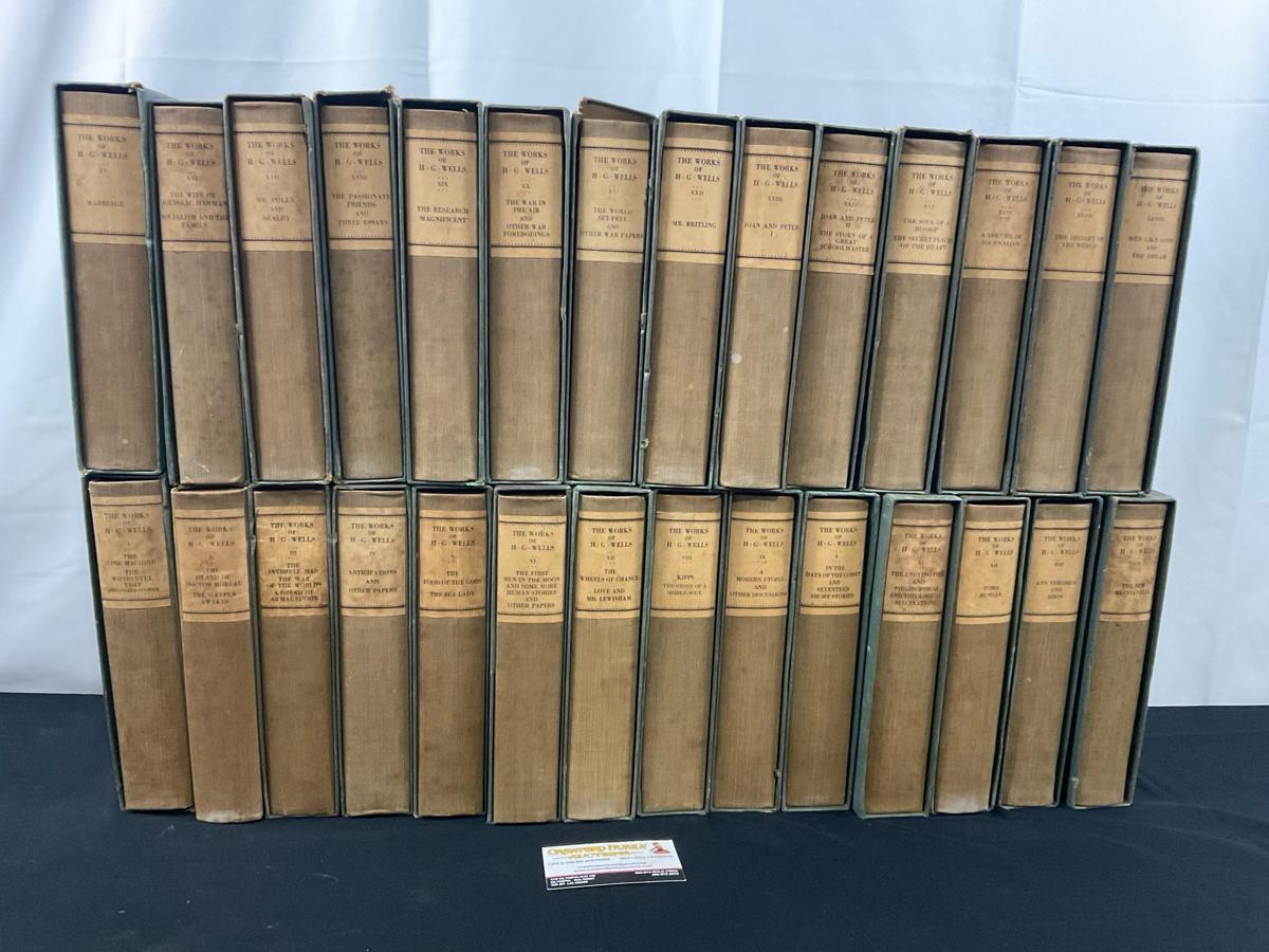 Signed The Works of H.G. Wells Atlantic Edition, LE #d 894/1050 for America, 28 volumes, full set