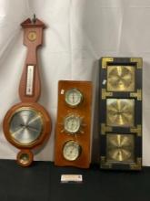 Springfield Thermometer Barometer, Sunbeam Weather Station, & West German Barometric Weather Stat...