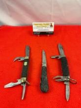 3 pcs Vintage Steel Folding Blade Pocket Knives. 1x Imperial, 1x PAL Cutlery, 1x Witness Sheffield.