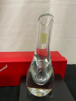 Crystal Bud Vase by high end brand Baccarat, in original box, 7 inches tall