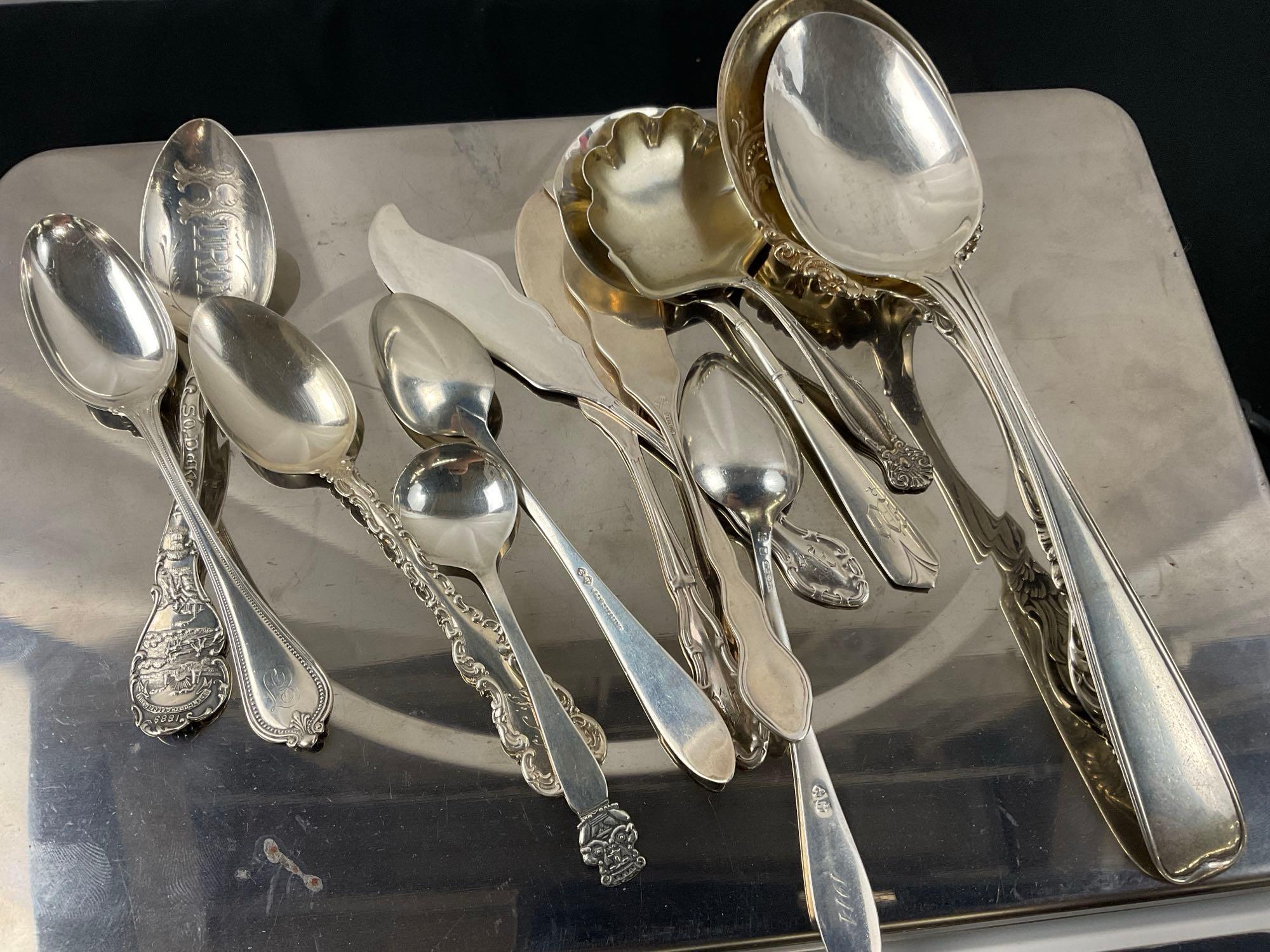 Assortment of Sterling Silver Flatware, Spoons & Butter Knives, 13 pieces