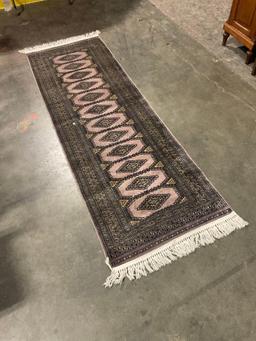 Vintage Wool Lavender & Gold Hallway Runner Persian Rug w/ Intricate Pattern. 98" x 31" See pics.