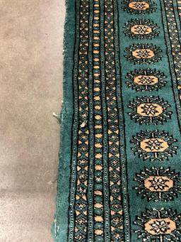 Vintage Wool Teal & Gold Persian Area Rug w/ Intricate Pattern. Measures 78" x 50" See pics.