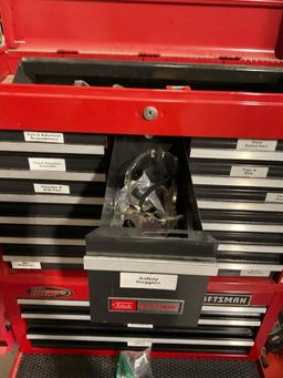 Large Craftsman 3pc Rolling Locking Toolbox / Cart Filled w/ misc tools incl. Craftsman Socket se...