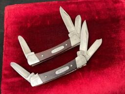 Pair of Vintage Buck 703 Colt Stockman Rosewood, Triple Blade Knives