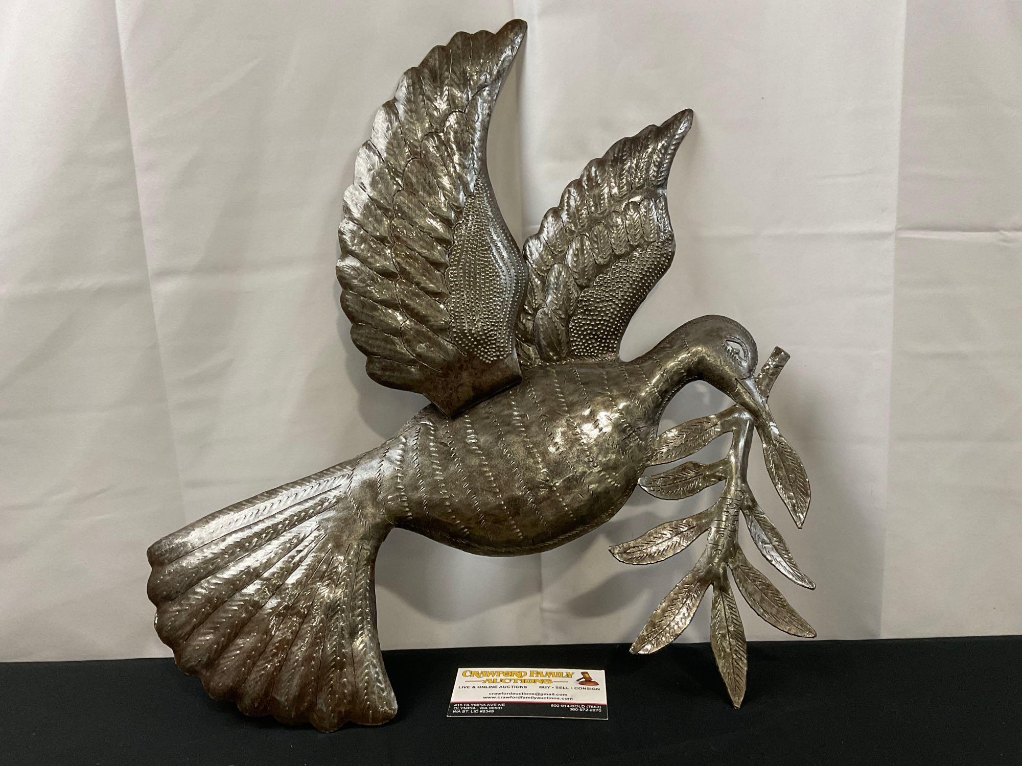 Handcrafted Dove w/ Olive Branch made by Haitian Artist Claudy Prophete