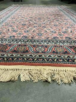 Vintage Karastan 100% Wool Coral Pink & Blue Persian Rug Pattern Antique Feraqhan. 118" x 69" See