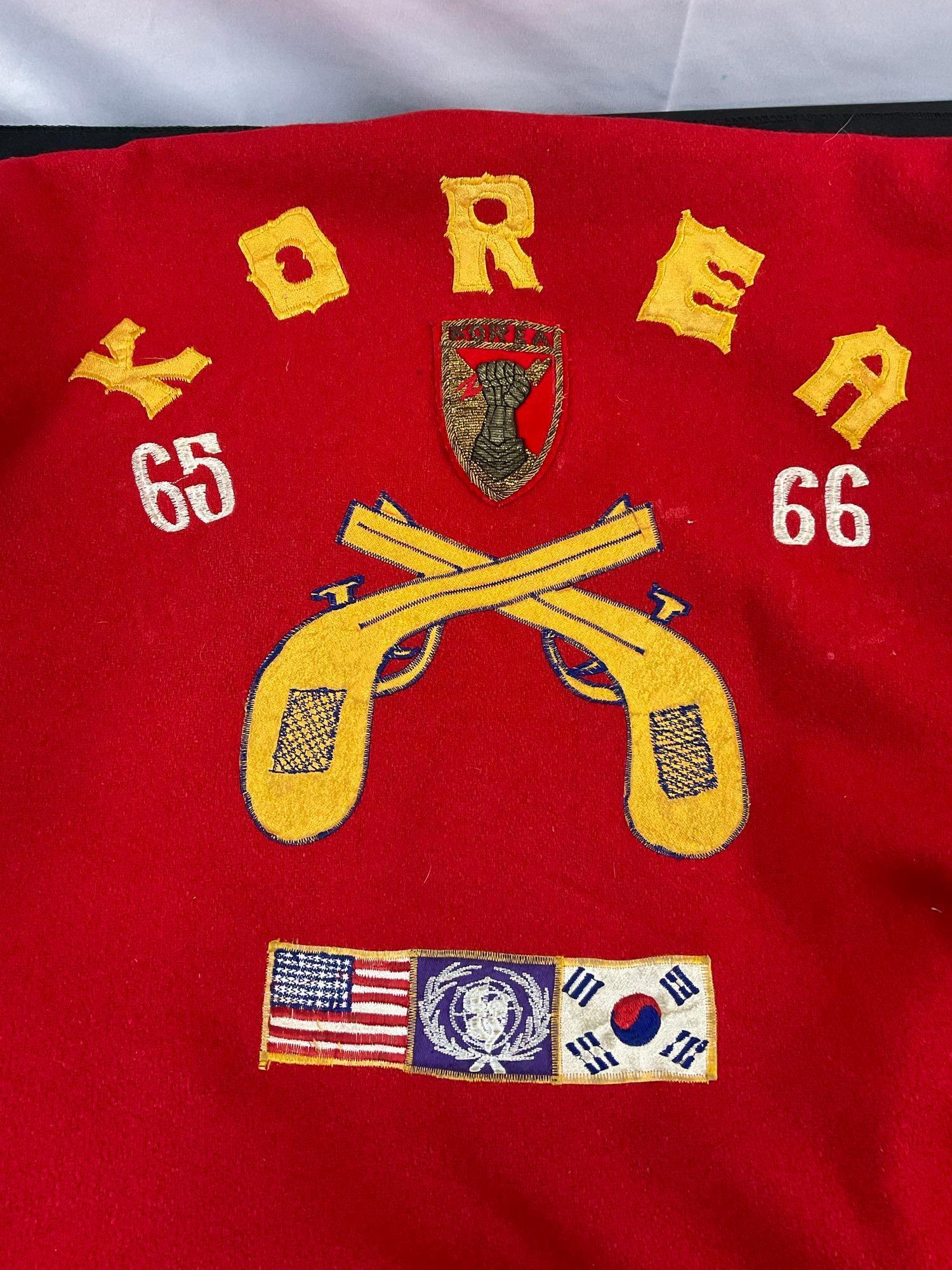 Vintage Sportswear Men's Size 40 Red Wool Letterman Jacket w/ RMC, Korea 65-66 Patches. See pics.
