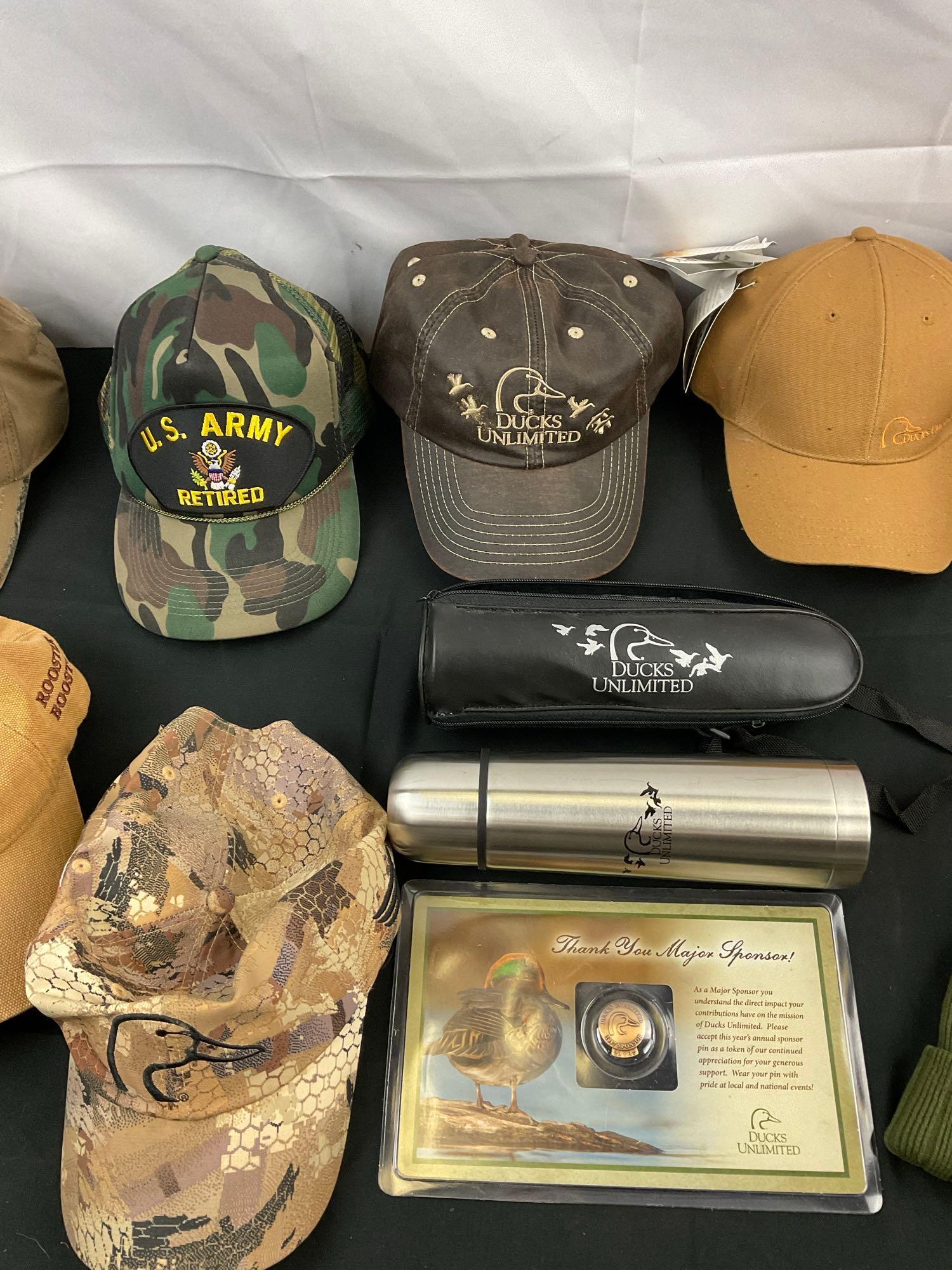 22 pcs Vintage Assorted Men's Hats, Largely Ducks Unlimited Brand. 2 pcs DU Sponsor Gifts. See pi...