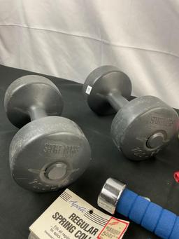 15 pcs Vintage Home Gym Work Out Exercise Equipment Assortment. Sport Works 10 LB Barbells. See