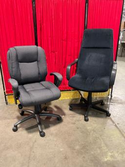 2 pcs Modern Wheeled Office Chairs w/ Fabric Upholstery. 1x Lane, 1x Vogel Peterson. See pics.