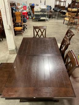 Modern Trendex Wooden Cross Leg Extending Dining Table w/ Leaf & 6 Double-X Back Chairs. See pics.