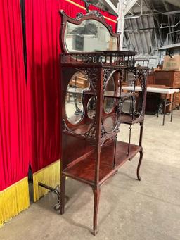 Antique Standard Furniture Co. Art Nouveau Style Rosewood 5-Tier Display Stand w/ 4 Mirrors. See