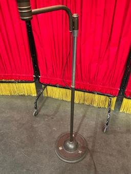 Vintage Metal Floor Bridge Lamp w/ Round Flat Metal Shade. Stars on Base. Tested, Works. See pics.