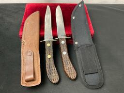 Pair of Vintage Remington Dupont Fixed Blade Knives, pair of RH-6 Campmaster Hunter