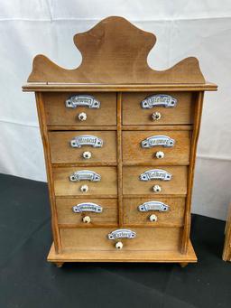 4 pcs Vintage Handmade Wooden Miniature Furniture Assortment. Spice Drawers. Armoire. See pics.