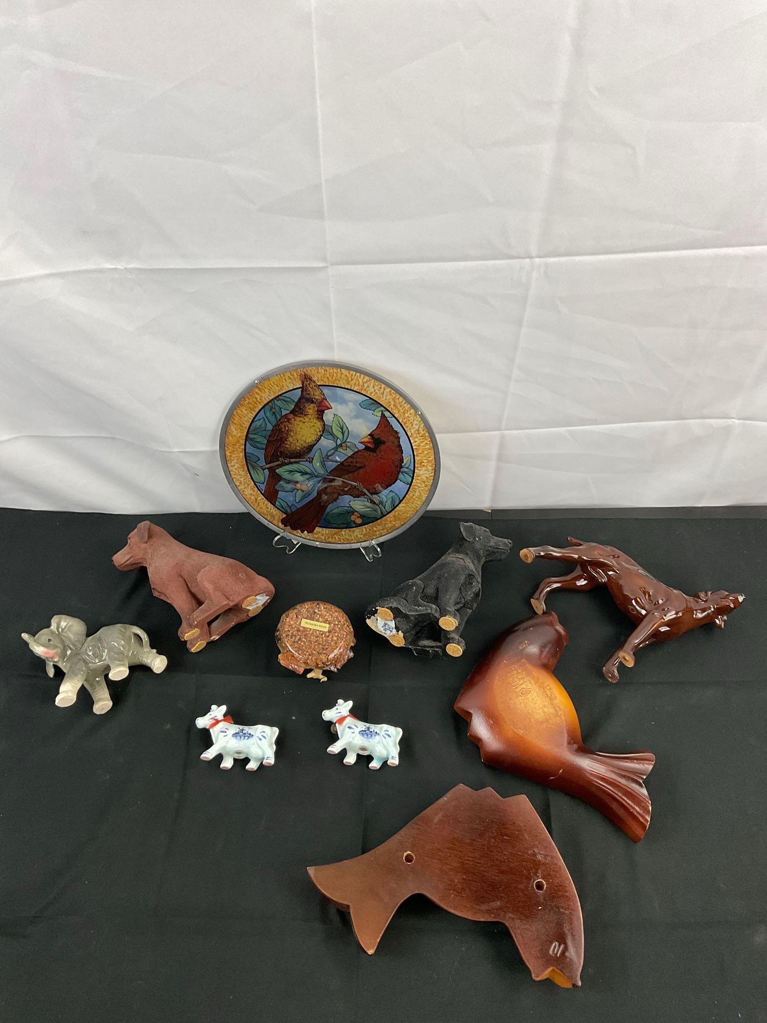 9 pcs Vintage Decorative Animal Figurine Assortment. Coopercraft Dog. Goebel Elephant. See pics.