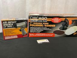 Chicago Electric 7in Variable Speed Polisher/Sander & Air Impact Wrench 3/8 in Drive
