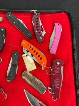 Collection of 17 Stainless Steel Folding Knives - Some Tactical Styles + Fishing & Hunting styles