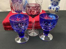 Assorted Small Vases, Etched Czech Crystal, Handpainted Delft, Lenox, and more