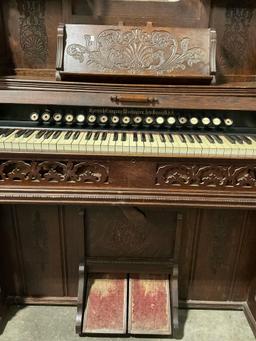 Antique Cornish Company Ornately Carved Wooden Pipe Organ w/ Art Nouveau Details. See pics.