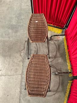 Pair of Vintage Metal Barstools w/ Brown Wicker Seats. Measures 19" x 25". See pics.