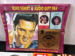 Pair of Elvis Presley Calendars 2009 & 2016, and Elvis T-Shirt & Audio Gift Pak, pair of cassettes