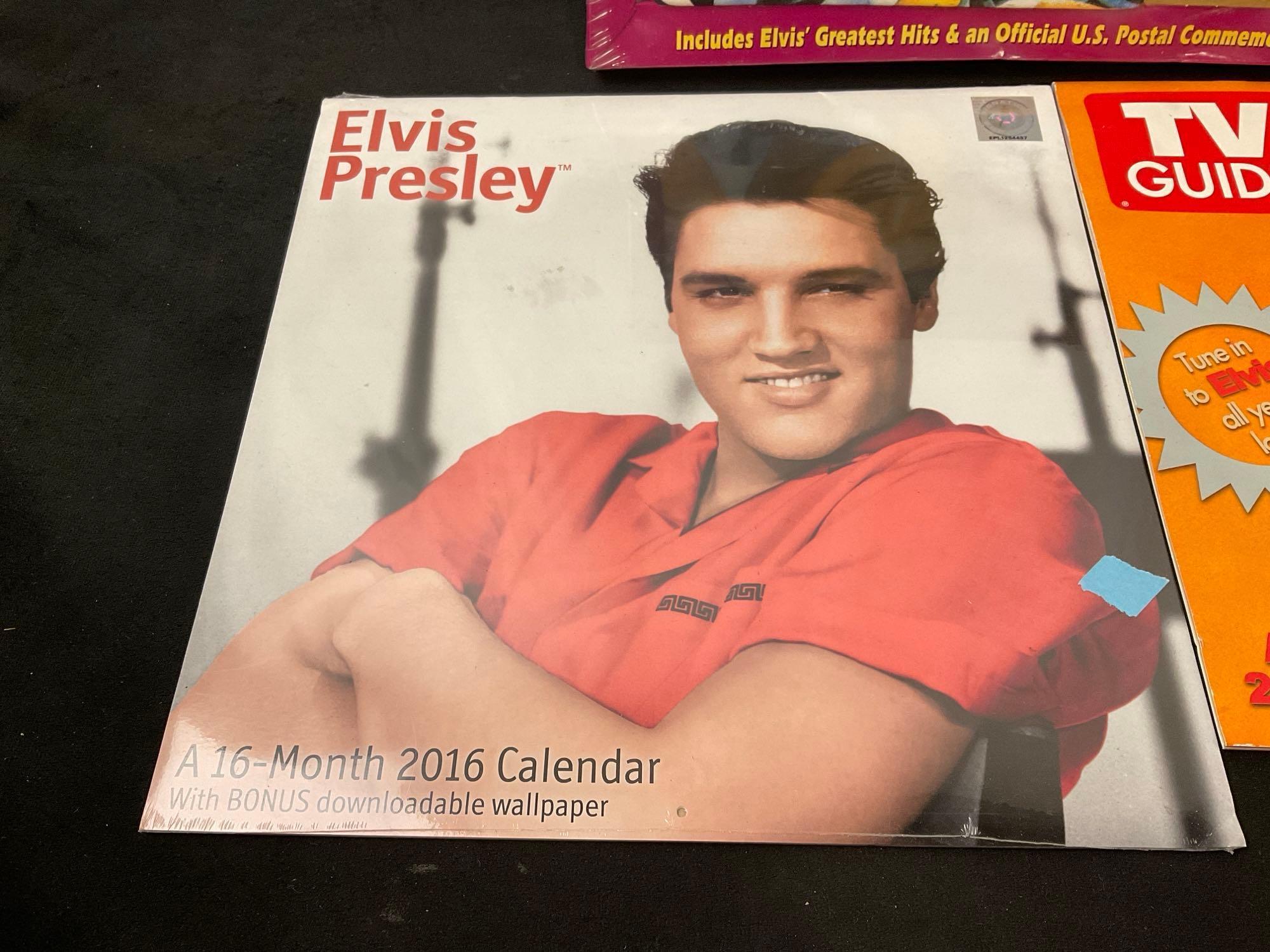 Pair of Elvis Presley Calendars 2009 & 2016, and Elvis T-Shirt & Audio Gift Pak, pair of cassettes