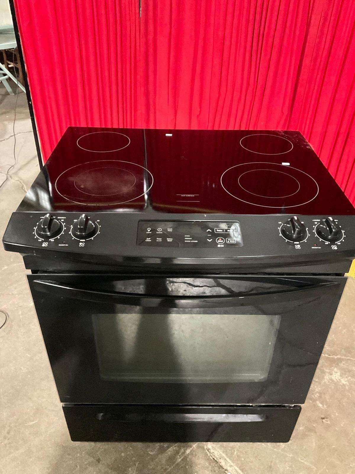 Sears Black Range Slide Drop Electric Oven/ Stovetop - Back Glass is Damaged - Still functional