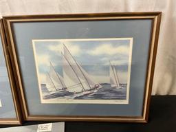 Trio of prints with Ships, 2x framed John Moll pieces, and one John Whealton