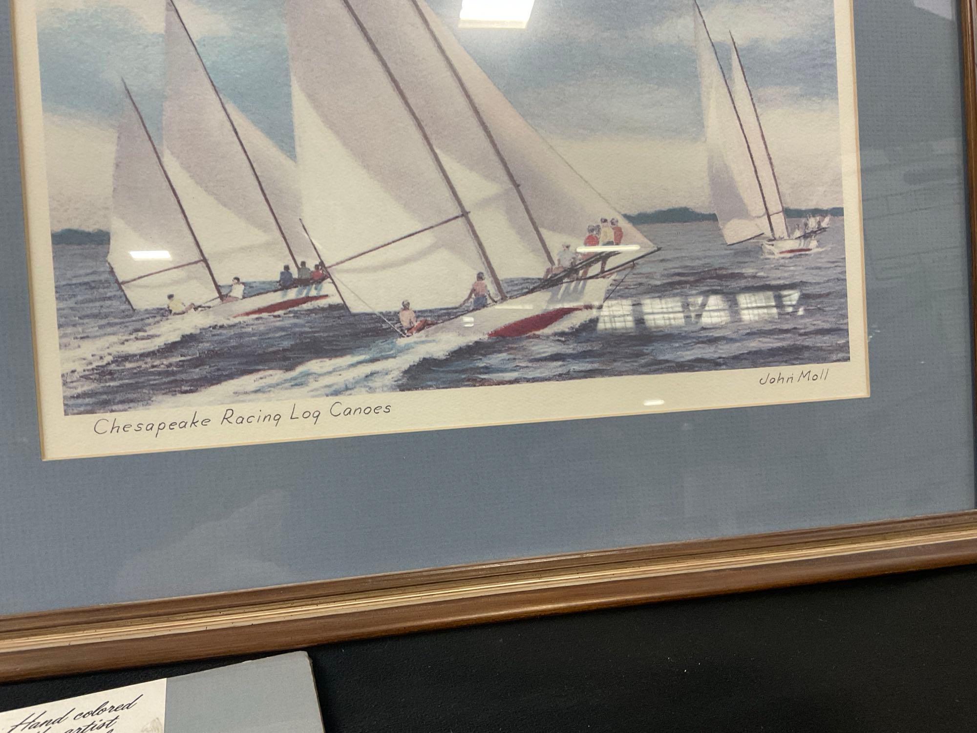 Trio of prints with Ships, 2x framed John Moll pieces, and one John Whealton