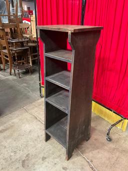 Vintage Primitive Black Painted Wooden 4-Tier Side Shelf. Measures 14" x 43" See pics.