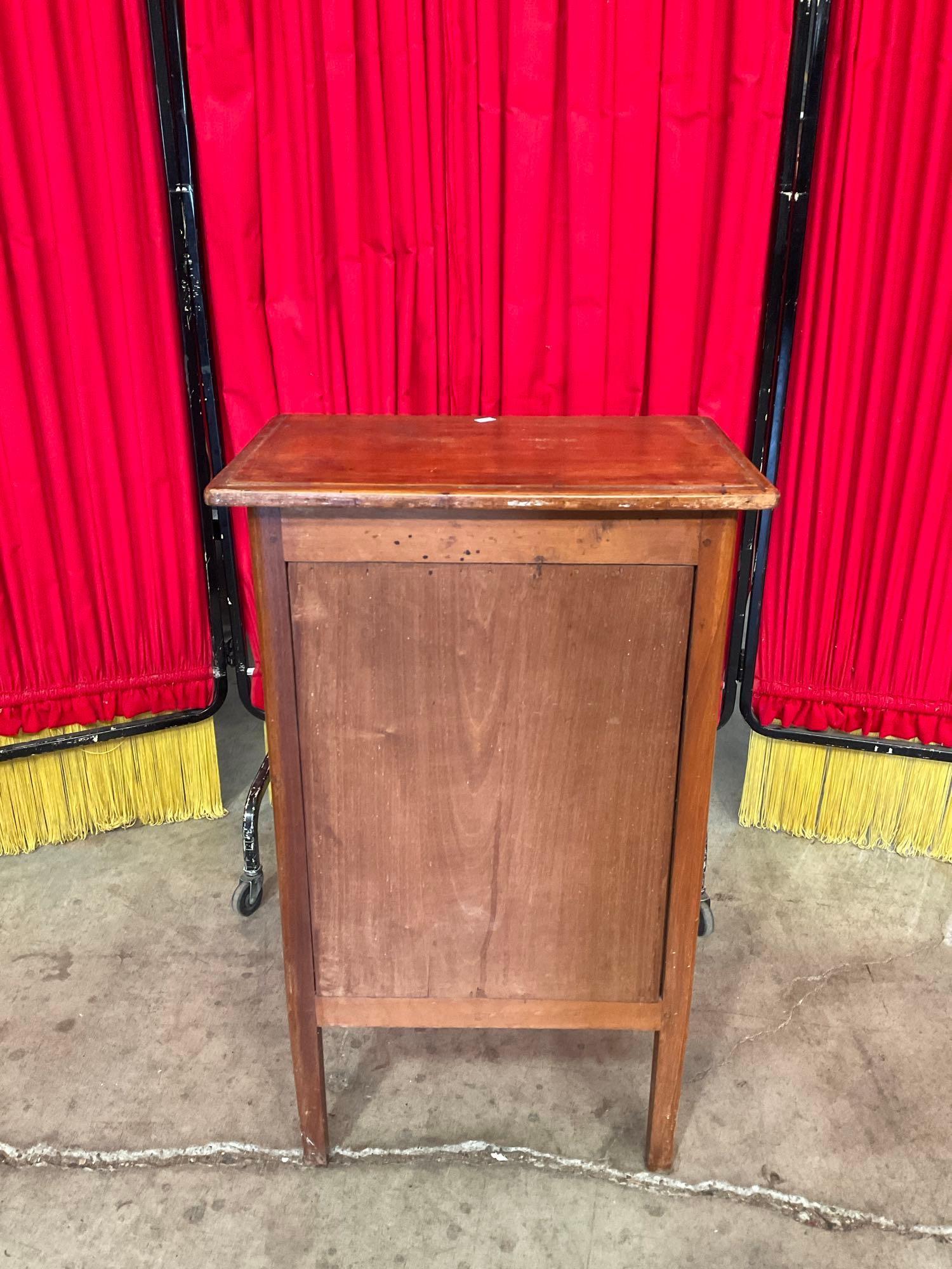 Vintage Small Wooden Side Linen Cupboard w/ 2 Shelves. Measures 18" x 31" See pics.