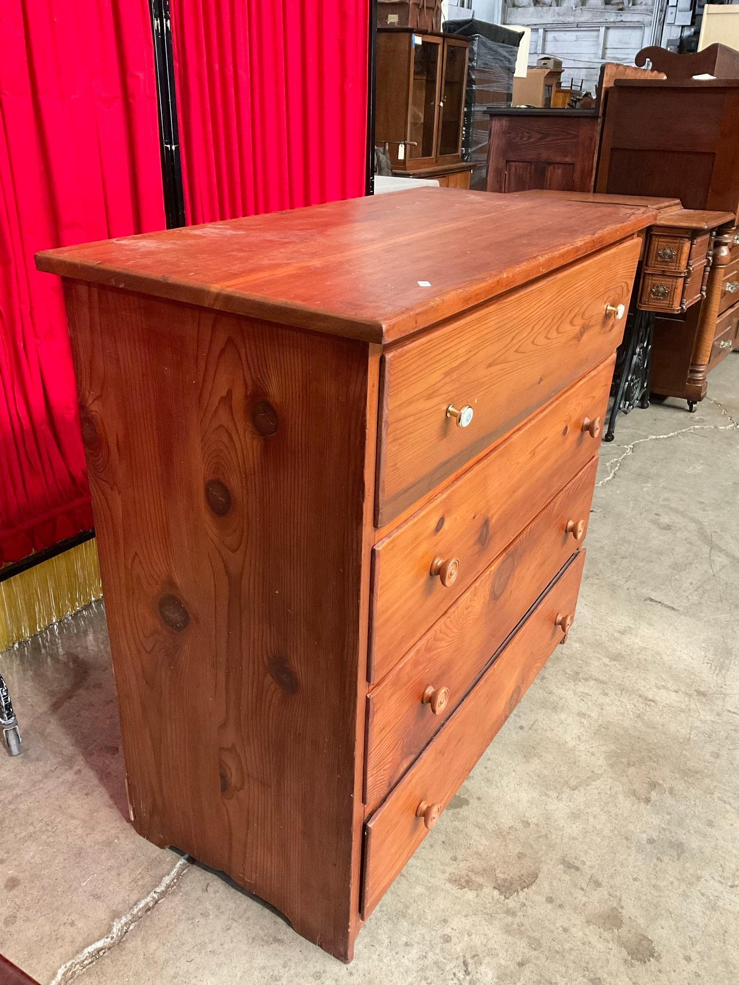 Vintage Wooden Dresser w/ 4 Drawers & Roll Out Writing Surface w/ Letter Compartments. See pics.