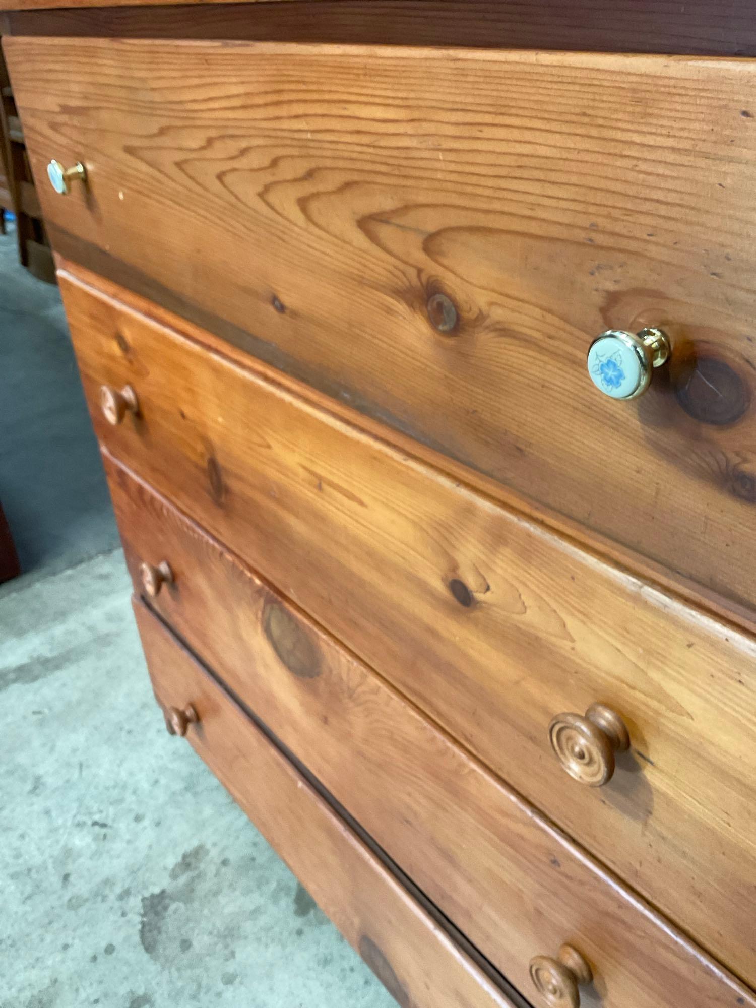 Vintage Wooden Dresser w/ 4 Drawers & Roll Out Writing Surface w/ Letter Compartments. See pics.