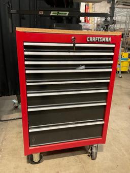 Sears Craftsman 10" Multi Speed Drill Press 3/8" Chuck on Craftsman Rolling Tool Cart - See pics