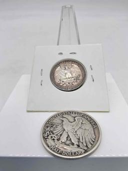 Antique silver Walking Liberty 1917-P & 1934-P UNC silver Washington Quarter