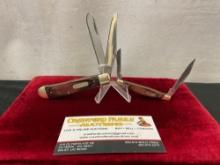 Pair of Vintage Buck Folding Pocket Knives, Models 375 & 382, Double Blade Knives