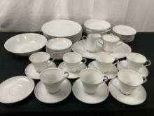 Fashion Manor Fine China English Lace Pattern Japanese China, approx 51 pieces