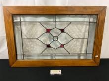 Framed Stained Glass Window w/ hanging chain