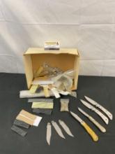 Approx. 30+ pcs DIY Pocket Knife Parts & Materials Assortment. Schrade+ Blades. Handle Components.