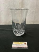 Vintae Signed Orrefors Crystal Glass Vase w/ Etched Butterflies