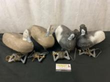 Set of 4 Duck Decoys by w/ Long cords on spindles