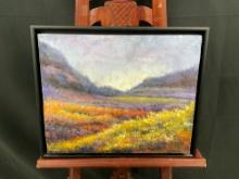 Framed Oil & Wax on Canvas titled Early Afternoon Field by Katia Kyte