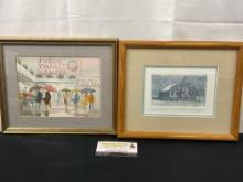 Pair of Smaller Framed Pieces, 32 And Falling by Barbara Coppock & Pike Place Market by Nell Whee...